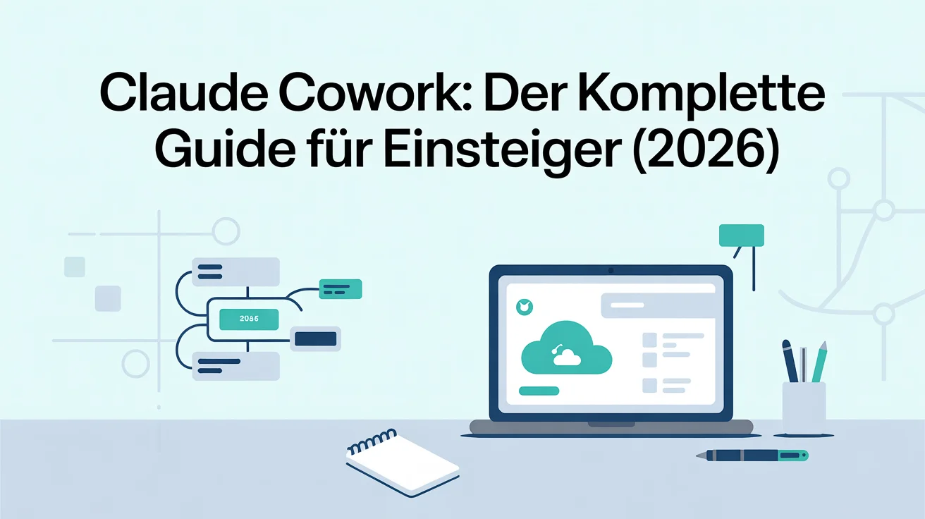 Illustration zum Thema Claude Cowork – passend zum Artikel: Claude Cowork: Der komplette Guide für Einsteiger (2026)