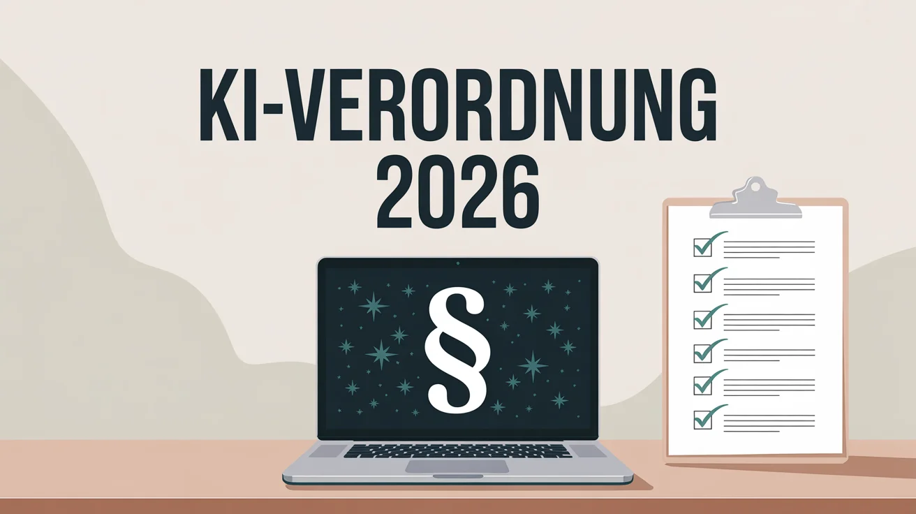 Illustration zum Thema KI-Verordnung – passend zum Artikel: KI-Verordnung 2026: Was für deinen Betrieb gilt, was nicht